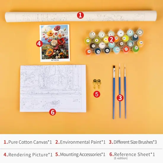 Paint by Number for Adults Flowers Paint by Numbers Poppy Paint Number Kits Colorful Flowers Kids Paint by Number Adult Paint by Number DIY Acrylic Craft Kits for Adults, 16 x20 Inch {3}