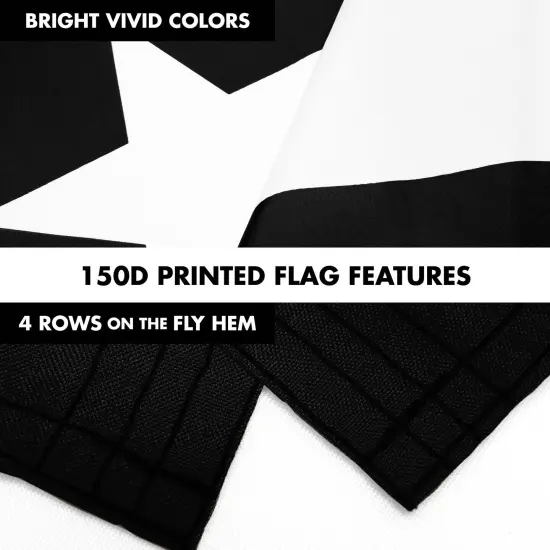 G128 Combo Pack: 6 Ft Tangle Free Aluminum Spinning Flagpole (Silver) & Puerto Rico Black and White Puerto Rican PR Flag| 3x5 Ft | LiteWeave Pro Series Printed 150D Polyester | Pole with Flag Included {5}