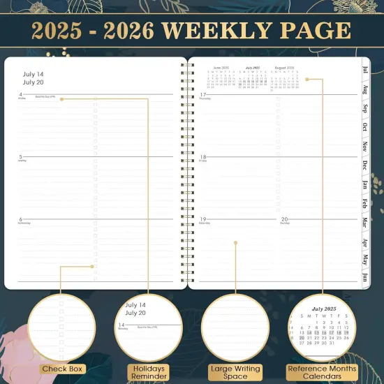 2025-2026 Planner - Planner 2025-2026, July 2025 - June 2026, Weekly & Monthly Spreads, 8'' x 10", Monthly Tabs, Twin-Wire Binding {5}