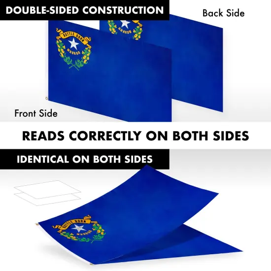 G128 - 6 Feet Tangle Free Spinning Flagpole (Silver) Nevada Double Sided Brass Grommets Embroidered 3x5 ft (Flag Included) Aluminum Flag Pole {3}