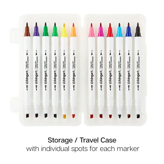 KINGART&reg; Twin-Tip&trade; Permanent Alcohol-Based Sketch Markers, 12 Colors {6}