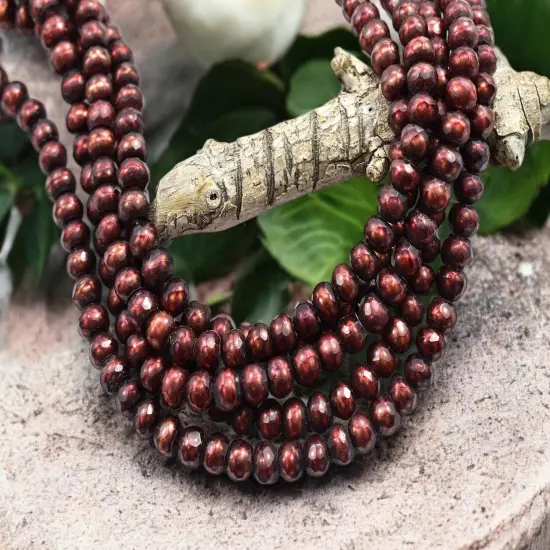 5x6mm Red Wine Freshwater Faceted Rondelle Pearl Beads (16" Strand) {5}