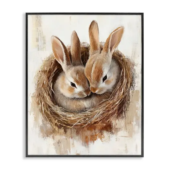 Stupell Industries Bunny Duo in Nest Framed Giclee By Franklyn Gregory {1}