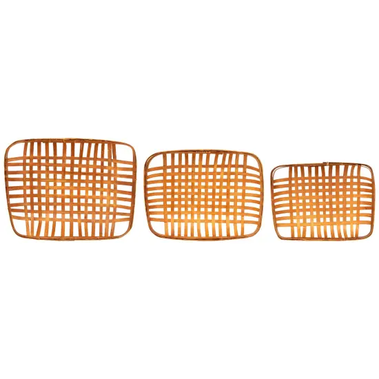 Northlight Rectangular Lattice Tobacco Baskets - Brown - Set of 3 {3}