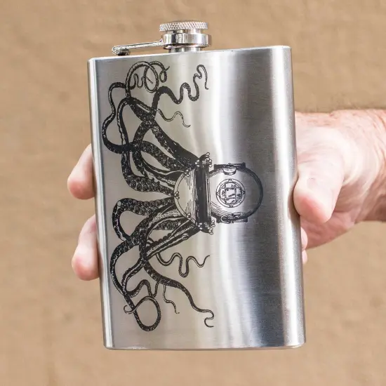 8oz Steampunk Octopus Stainless Steel Flask {3}