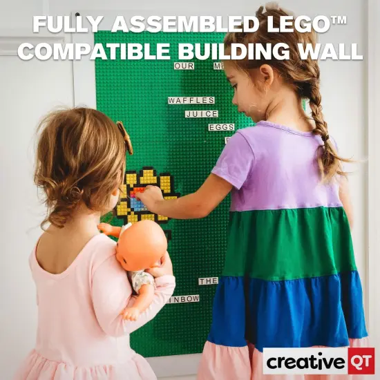 Creative QT Large Play-Up Green Building Brick - 24"x34" Activity Wall Panel for Kids Ages 4-14 – Pre-Assembled Makerspace Furniture – Wall Activity Board – Compatible with All Brick Brands {2}