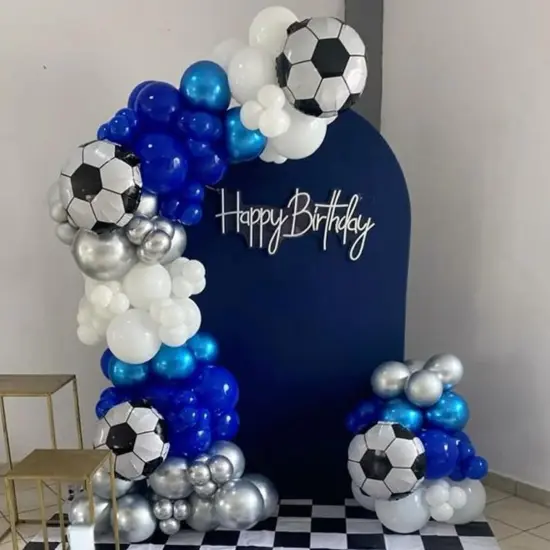 18 Inch Soccer Ball Foil Print Balloon(Blue Silver) {6}