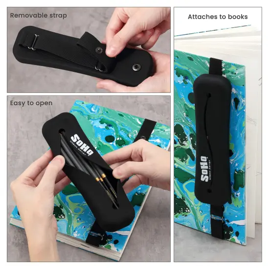 Jerry's Artarama Back to School Graphite Artist Sketch Bundle - Silicone Notebook Pencil Pouch, Raffine 6-Piece Graphite Pencil Set, 11x14" Spiral Bound 75 lb. Sketch Pad & 3-Hole Pencil Sharpener {3}