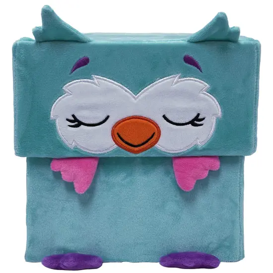 Happy Nappers: Adorable Storables - Owl - Teal & Pink - 8&rdquo; Character Box & Surprise 8&rdquo; Plush Toy w/ Weighted Paws, Square Storage Bin, Kids Age 1+ {4}