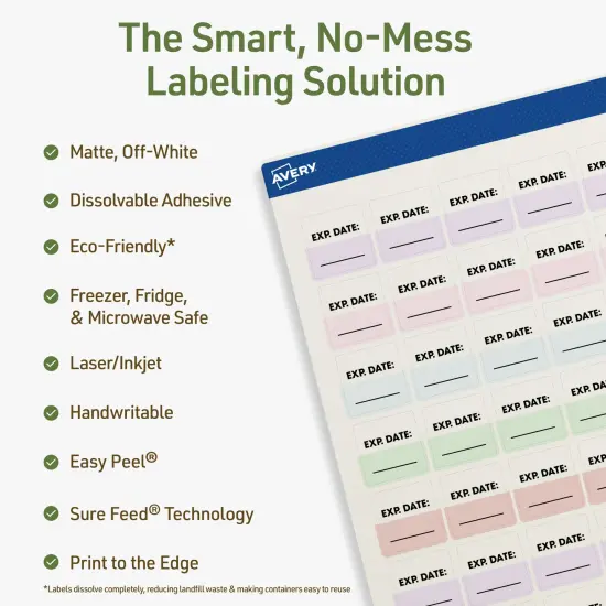 Avery Dissolvable Labels, 0.75" x 0.75" Square {8}