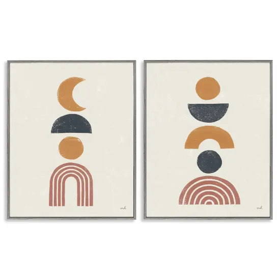 Stupell Industries Sun and Moon Bohemian Symbols Framed Giclee Art Gray Frame {1}