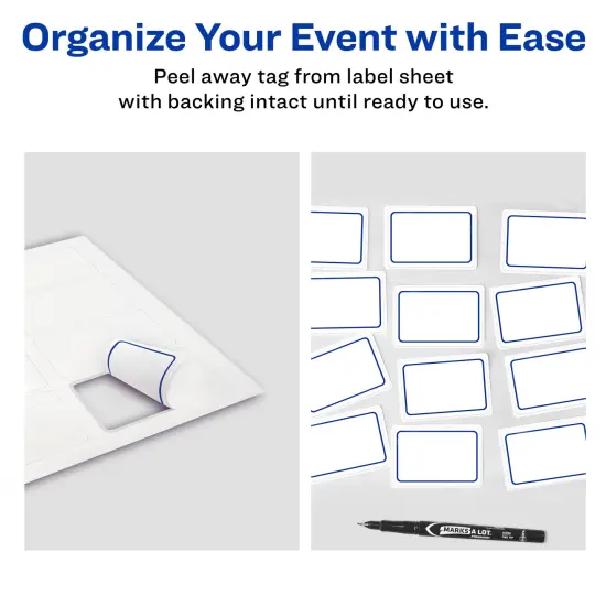 Avery Adhesive Name Tags, Terrazzo, Teal & Rose, 2-1/3" x 3-3/8", 80 Name Stickers (80026) {6}