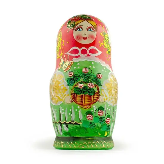 Set of 5 Flowers Basket Nesting Dolls 6.5 Inches {4}