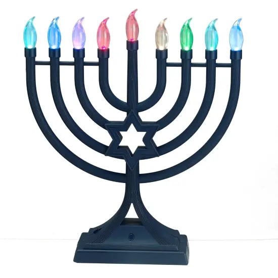 Rite Lite LED Glow Color Changing Hanukkah Menorah - 13" - Navy Blue {3}