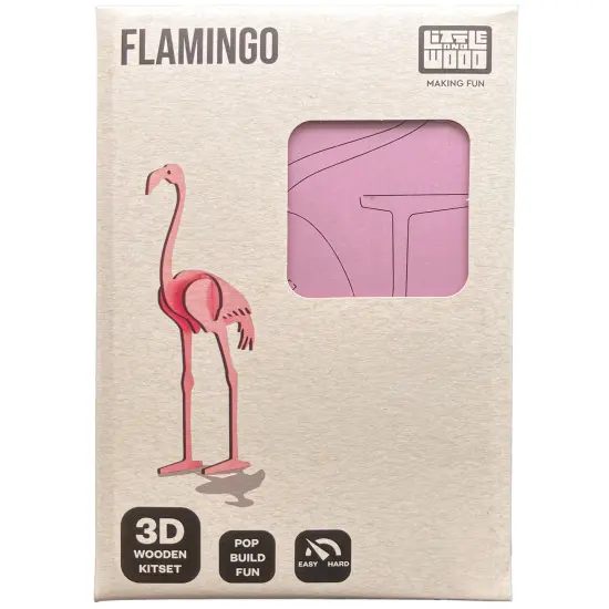 Little & Wood: Woodlet: Small - Flamingo - Pink, 3D Wooden Kit-Set, Bird Puzzle, Easy Assembly Model, Pop Build Fun, Sustainably Sourced Wood, Ages 6+ {4}