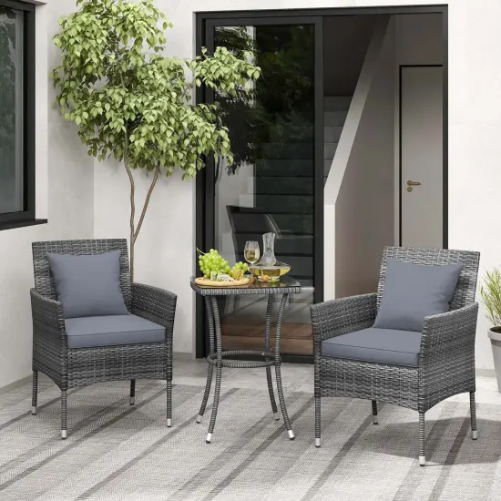 Costway 3 PCS Patio Furniture Set with Cushioned Patio Chairs & Tempered Glass Coffee Table Grey/Navy/White/Black {11}