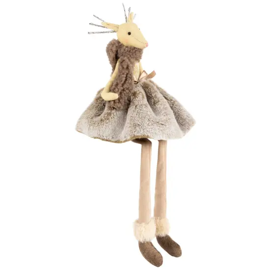 Northlight Sitting Reindeer Girl with Dangling Legs Christmas Figure - 18" Beige {5}