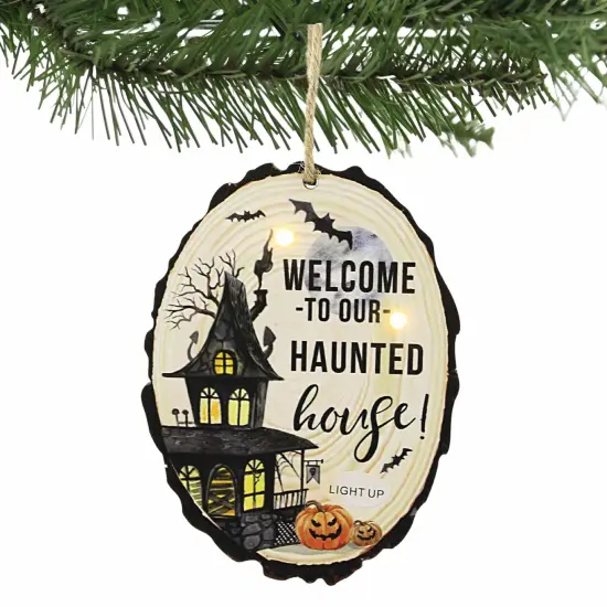 Ganz 4.5 Inch Halloween Light Up Ornament Halloween Tree Ornament , Halloween Decor Haunted Witch Bone Spider WELCOME {3}