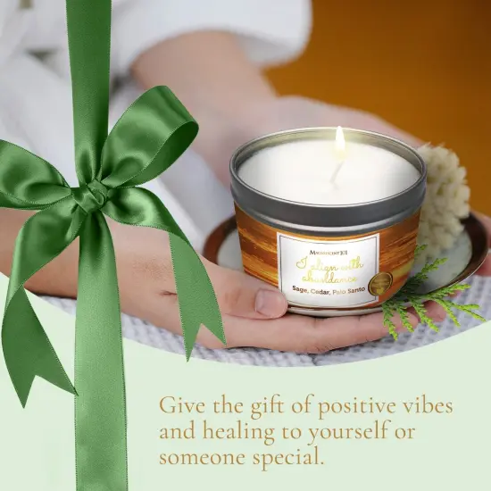Magnificent 101 Long Lasting Affirmation Tin Candle with Sage, Cedar & Palo Santo Scented | 6 Oz - 35 Hour Burn | Made of Soy Wax for House Energy Cleansing, Meditation | I Align with Abundance Multicolor {6}