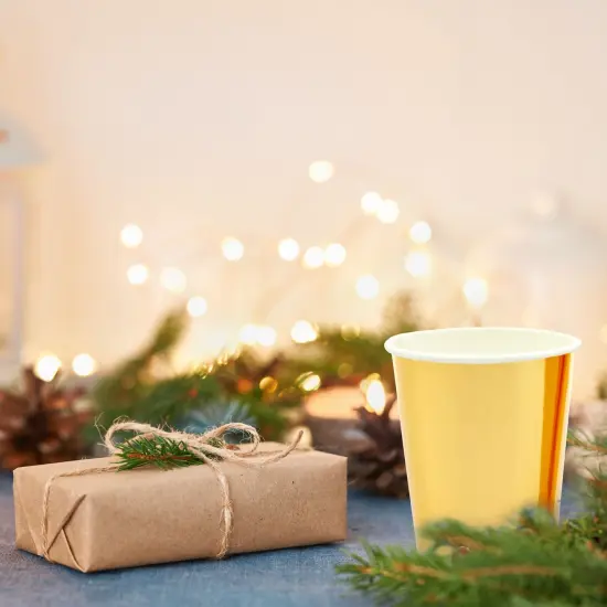 50 Pack 9oz Gold Party Disposable Cups for Hot Drinks, Party Supplies, Weddings, Bridal Showers {5}