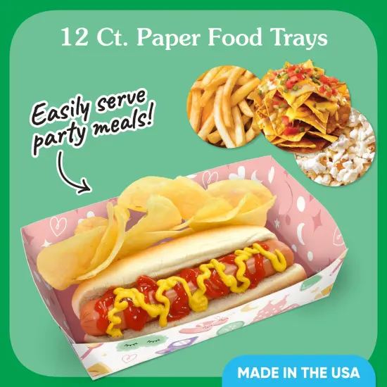 Big Dot of Happiness Pajama Slumber Party Paper Food Trays, Disposable Double-Sided Paper Food Holders for Nachos, Hot Dogs, French Fries - 12 Ct {3}