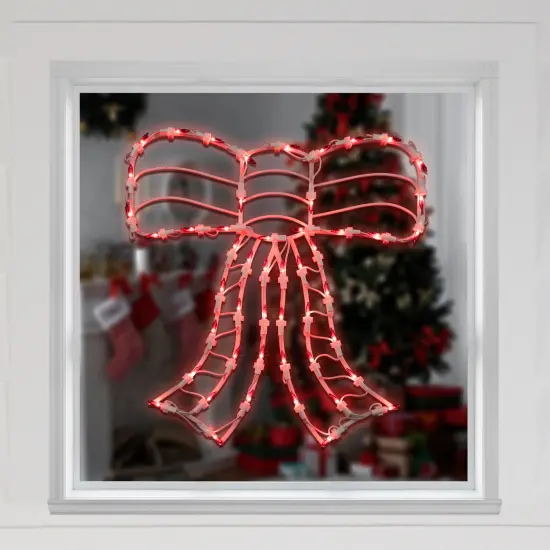 Northlight Lighted Bow Window Silhouette Christmas Decoration - 14" - Red Lights White {4}