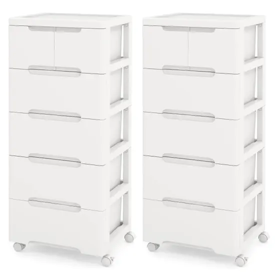 Costway 1/2 PCS 6-Drawer Plastic Rolling Storage Cart with 4 Universal Wheels Dresser Cabinet {8}