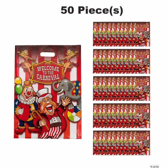 12 1/2" x 17" Bulk 50 Pc. Plastic Under the Big Top Treat Bags {1}