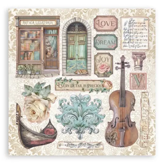 Stamperia Stickers 6.49"x6.49" 4 sheets-Venice City of Art {7}