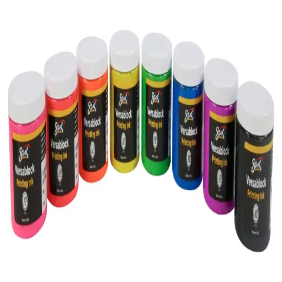 Sax Versablock Waterbased Block Printing Ink, 8 Ounces, Assorted Fluorescent Colors, Set of 8 {2}