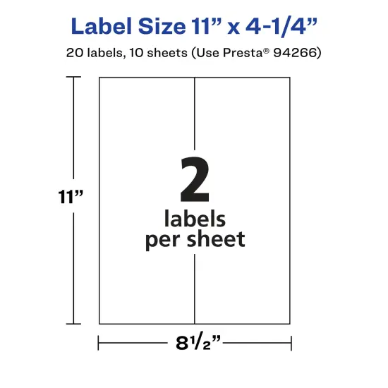 Avery Matte Clear Labels,11" x 4-1/4" Rectangle {5}