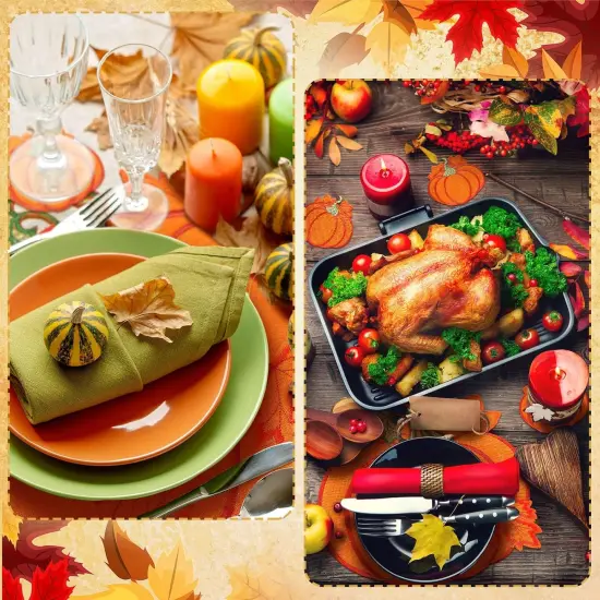 12 Pcs Fall Pumpkins Placemats and Coaster Set of 6 {4}