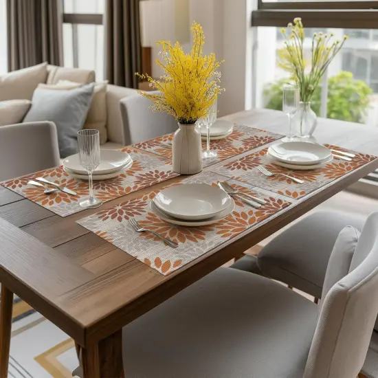 Floral Vinyl Placemats Set of 4(Orange) {5}