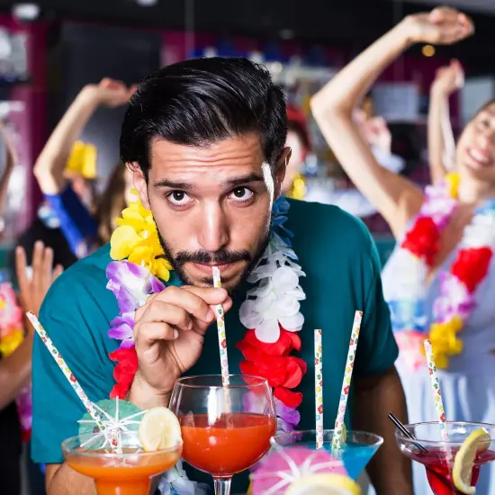 100 Pcs flower Hawaiian Tropical Party Paper Straws Luau Party Favor Drinking Straws Cocktail Tropical Decorations for Luau Supplies, Beach, Birthday, Wedding, Bridal, Juice, Shakes {4}