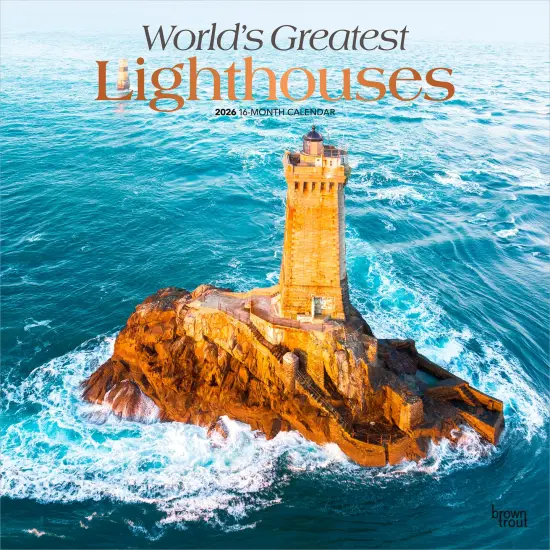 World's Greatest Lighthouses | 2026 12 x 24 Inch (Hanging) Monthly Square Wall Calendar | Foil Stamped Cover | Plastic-Free {1}
