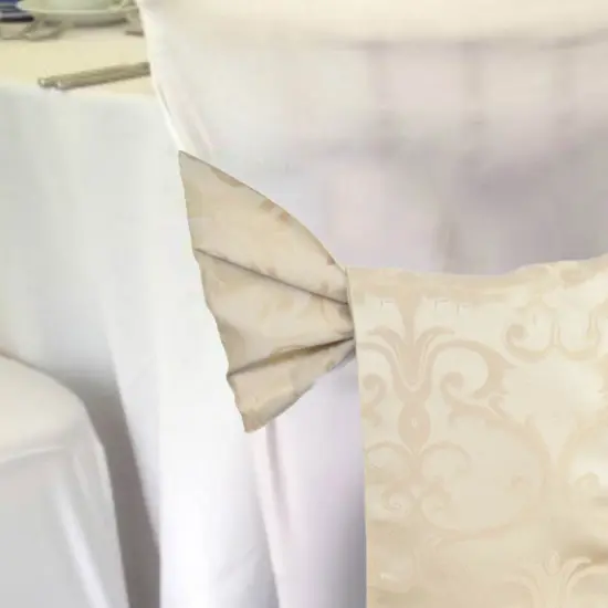 10 Pieces Champagne Versailles Damask Jacquard Polyester Chair Sashes 7.5"x108" {5}