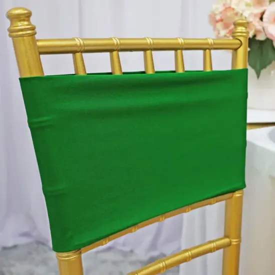 10 Pieces Emerald Green Stretch Spandex Chair Bands 7 x 13 Inches {4}