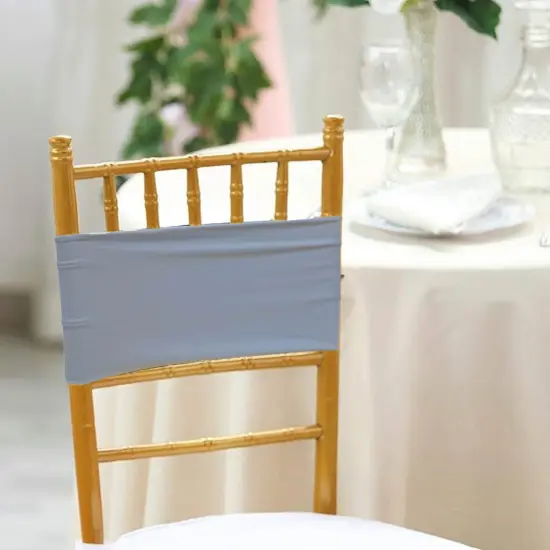 10 Pieces Soft Dusty Blue Stretch Spandex Chair Bands 7 x 13 Inches {3}