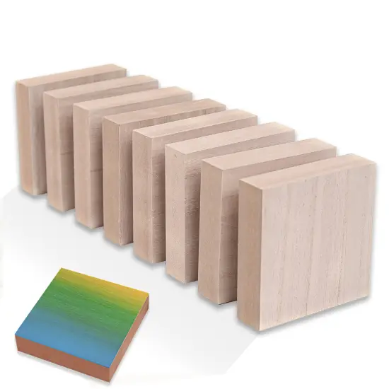 (8-Pack) - 4&rdquo; x 4&rdquo; Wooden Blocks for Crafts - 1-Inch Thick Square MDF Blocks - Smooth Surface with Wood Grain Pattern - Highly Customizable Blank Wood Squares {1}