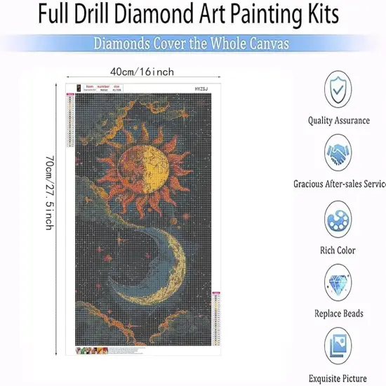 5D Diamond Art Painting Moon,Large Diamond Painting Kits for Adults,DIY Full Drill Crystal Rhinestone Arts,Gem Art Painting with Diamond Home Wall Decor(Sun Cloud 27.5 X 15.7inch) {2}