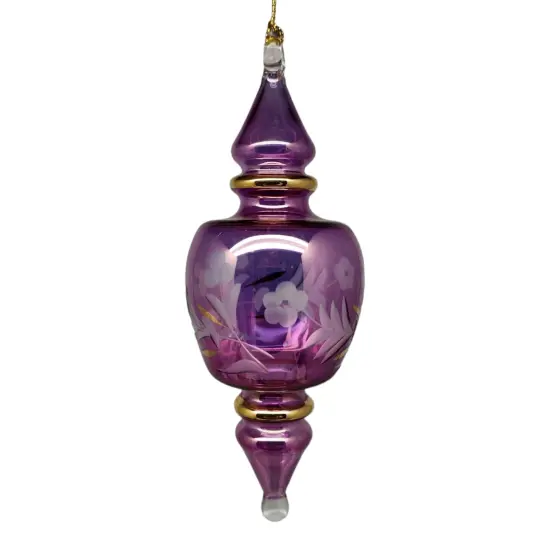 Double Pointed Blown Glass Box Ornament - Purple {2}