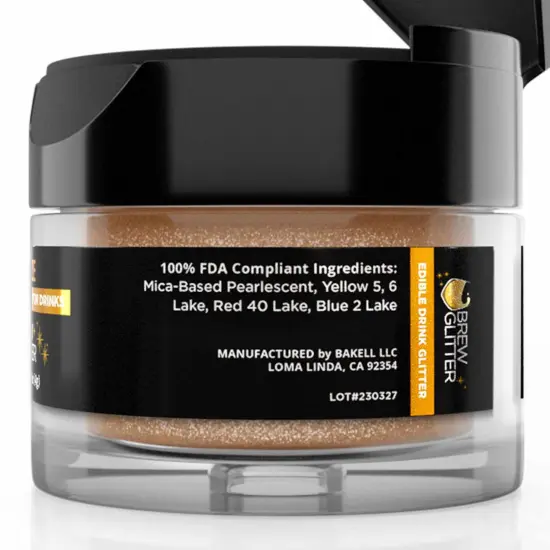 Brew Glitter - Bronze Edible Drink Glitter (4g, x1 Flip-Cap Jar) for Beer, Cocktails and Beverages {6}