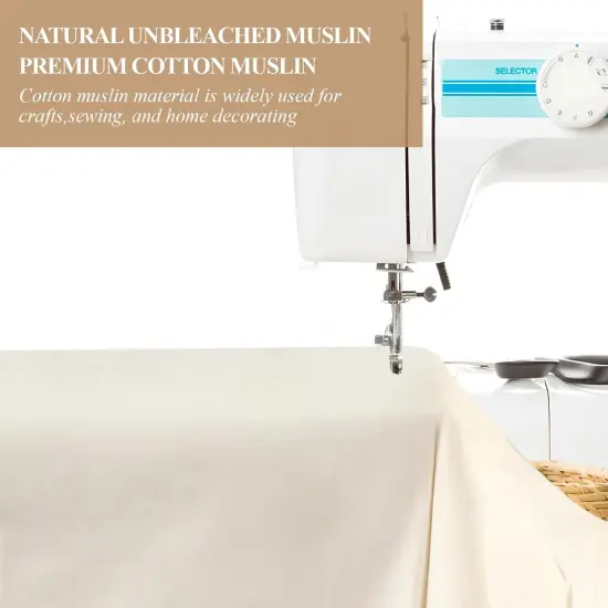 100% Cotton Muslin Fabric, 63 Inch X 5 Yards Unbleached Muslin Linen Fabric {4}