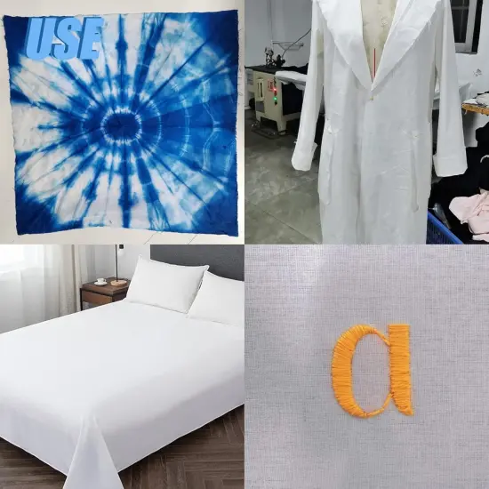 5 Yard White Cotton Fabric,Natural Cotton Poplin Fabric, 59 Inches Wide 100% Cotton {5}