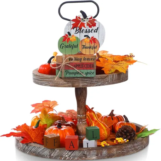 8 Pcs Fall Wooden Pumpkin Table Decorations {5}