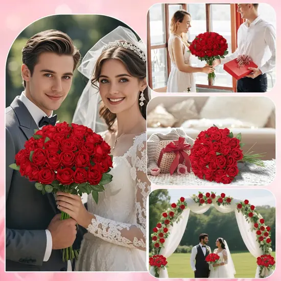 Artificial Roses Bouquet with Long Stems for DIY Home Wedding Centerpieces Party Decorations {2}