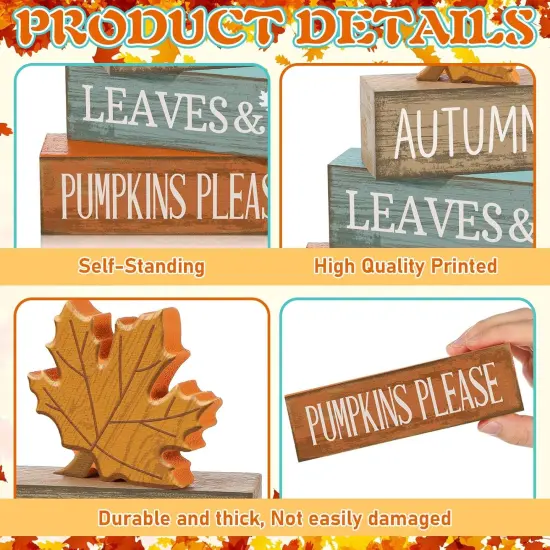 4 Pcs Fall Wooden Maple Leaf Tabletop Decorations {4}