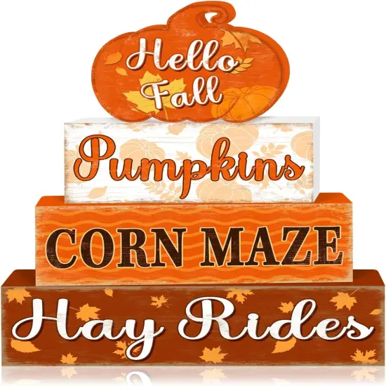 3 Pcs Wooden Pumpkin Fall Table Decor {1}