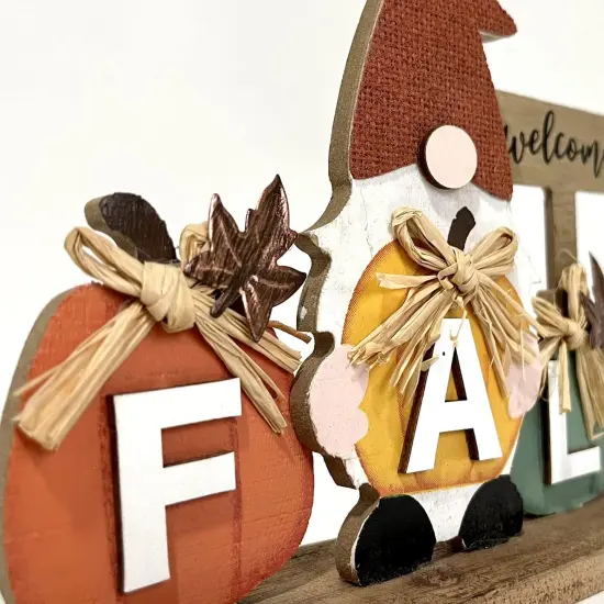 Wooden Gnome Sign Fall Decorations {3}