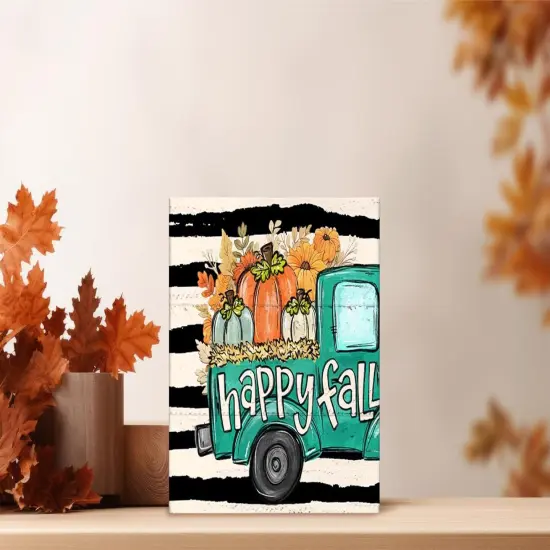 Fall Truck Wooden Box Sign Table Decor {2}